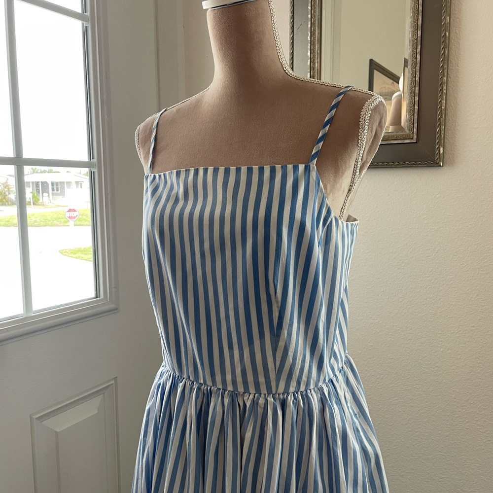 Blue and White Striped Dress, Medium